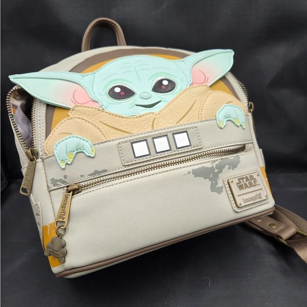 Loungefly Baby Yoda Kids Backpack - Mint and Beige